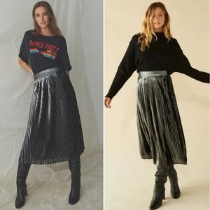 Ba&sh Palace Micropleat Metallic Skirt In Argent Metallic Silver 4